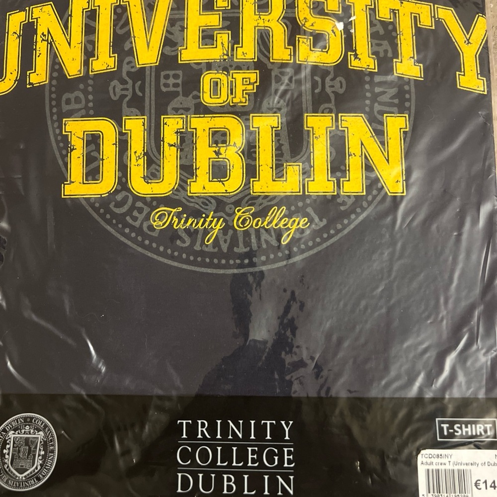 Xl Men's Cotton Crew T Shirt Trinity College Dublin Navy